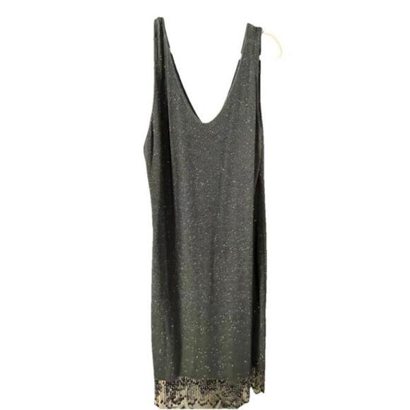 Jeffrey & Dara Dresses & Skirts - Jeffrey & Dara Evenings by Tom Barra Black Shimmery Dress Beaded Fringe Hem 22W